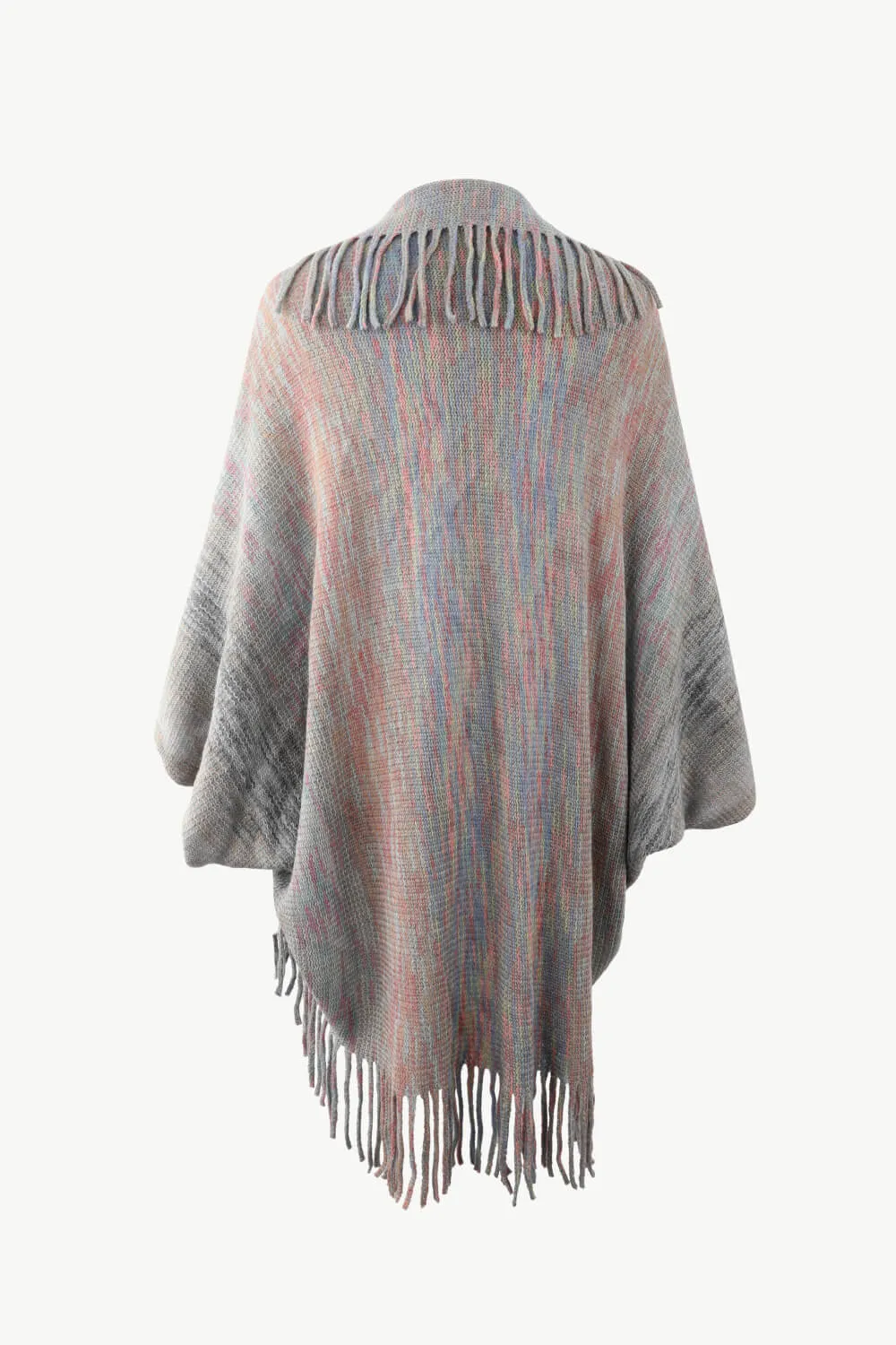Multicolored Fringe Trim Poncho, image 12