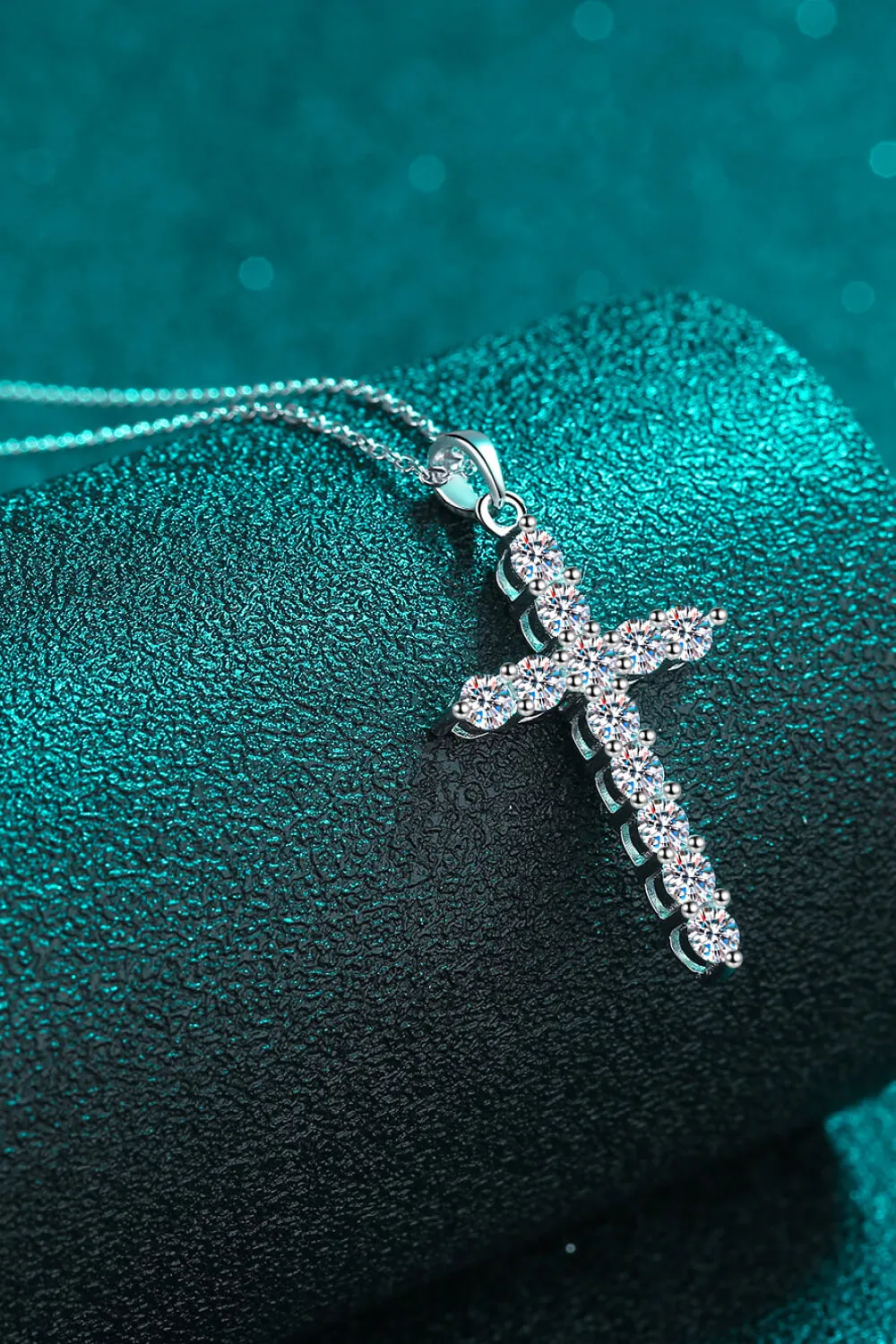 Moissanite Cross Pendant Chain Necklace, image 5