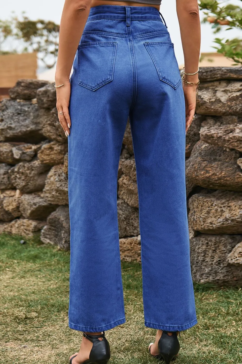 High Waist Loose Fit Ankle Slit Jeans, image 6