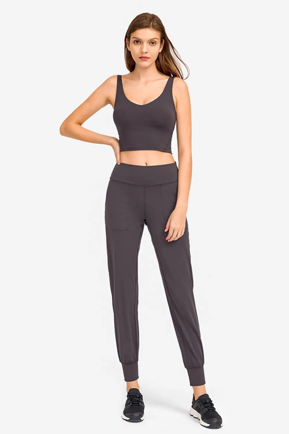 Deep V-Neck Crop Sports Bra, image 16