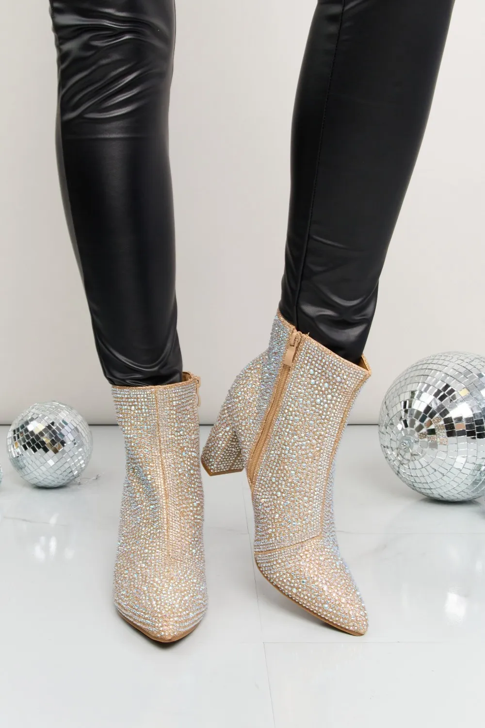 Rhinestone Pointed Toe Booties, image 3