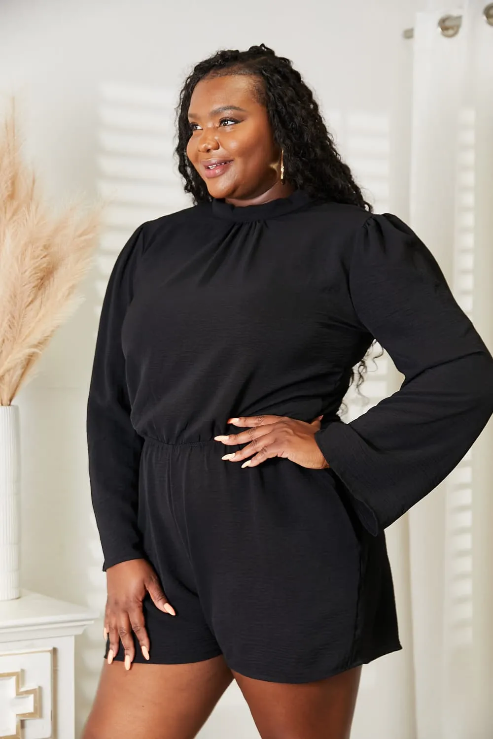 Full Size Open Back Romper with Pockets, image 5