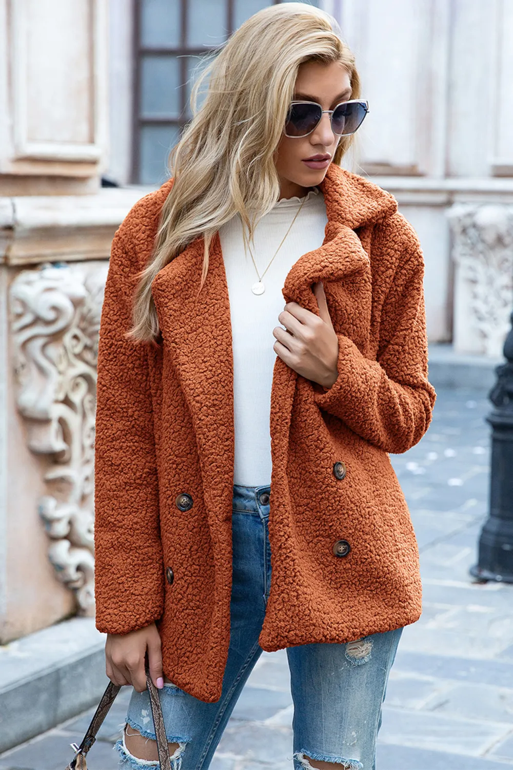 Full Size Lapel Collar Sherpa Coat, image 22
