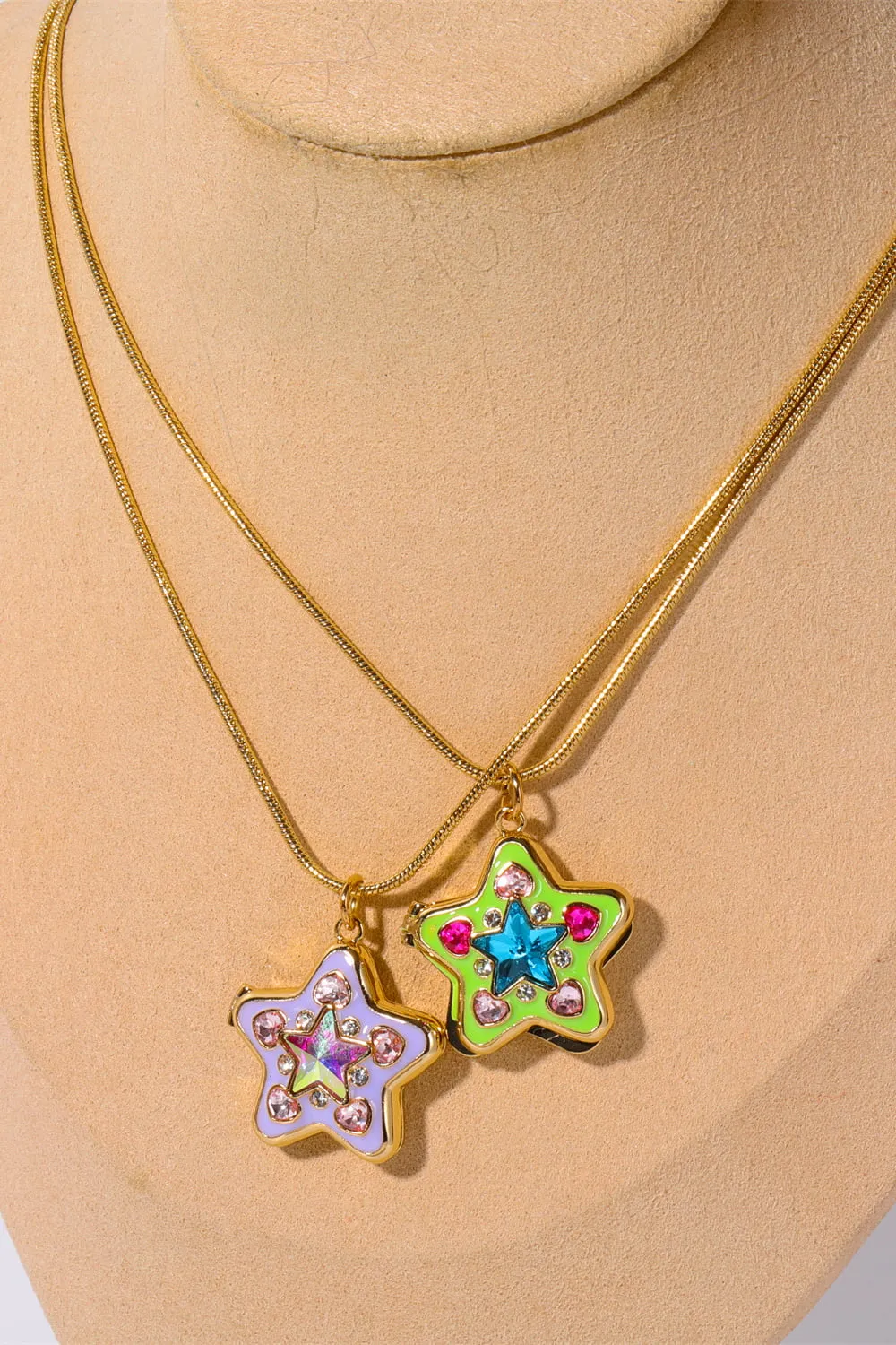 Rhinestone Decor Star Box Pendant Necklace, image 8