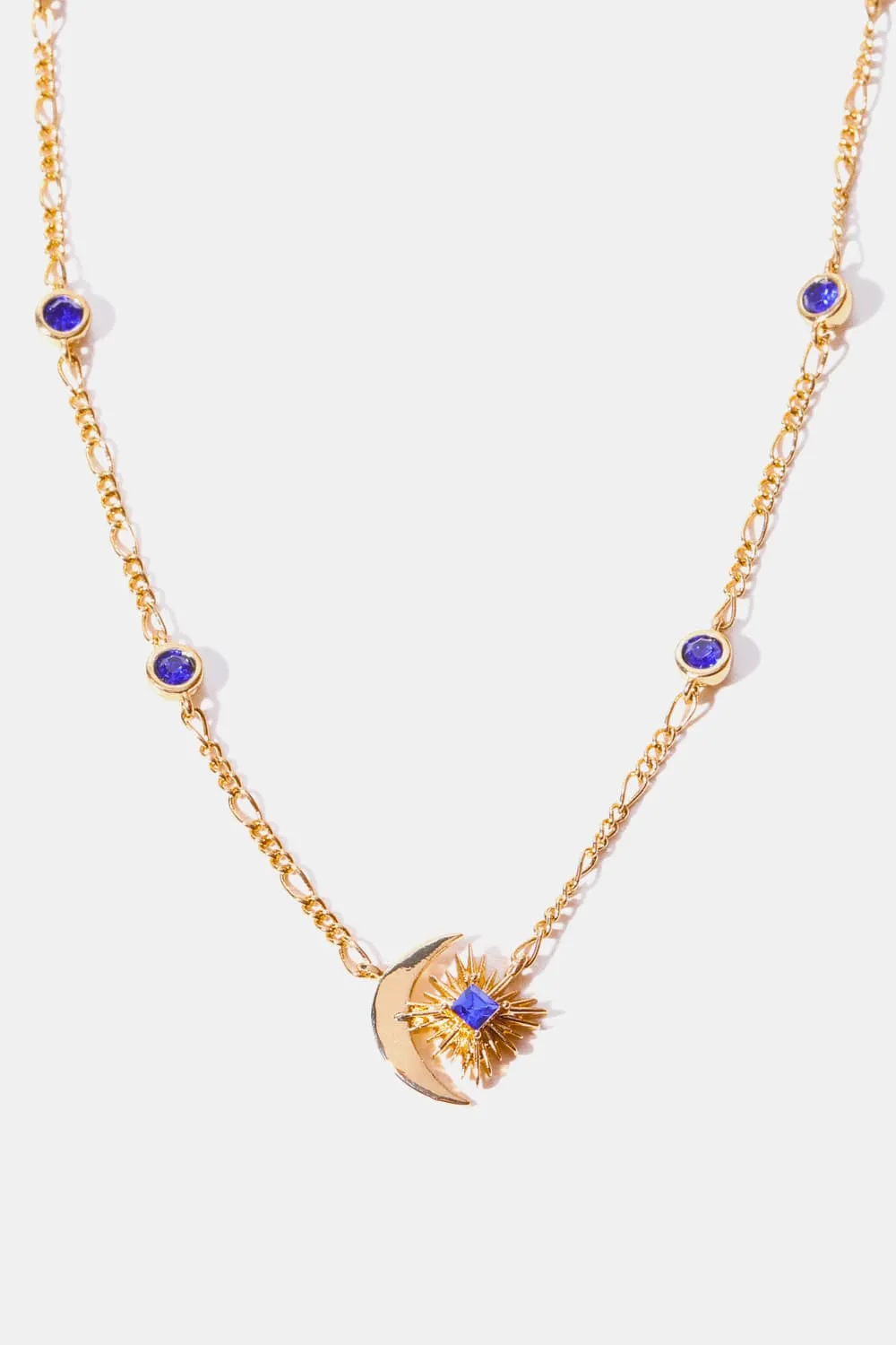 Moon & Star Shape Zircon Pendant Necklace, image 3