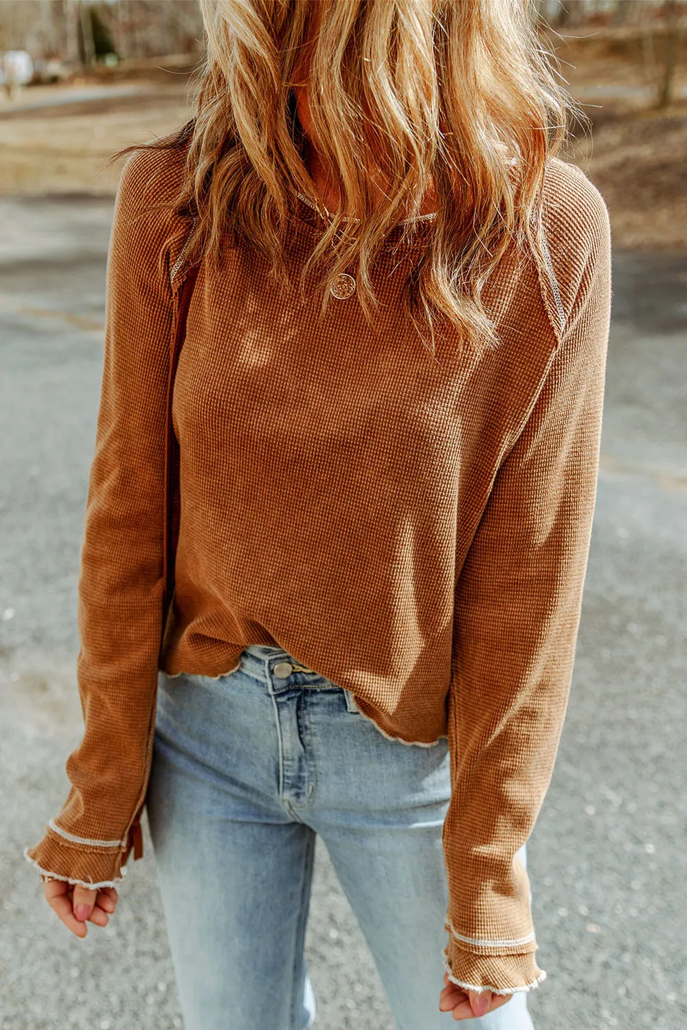 Long Raglan Sleeve Round Neck Top, image 8