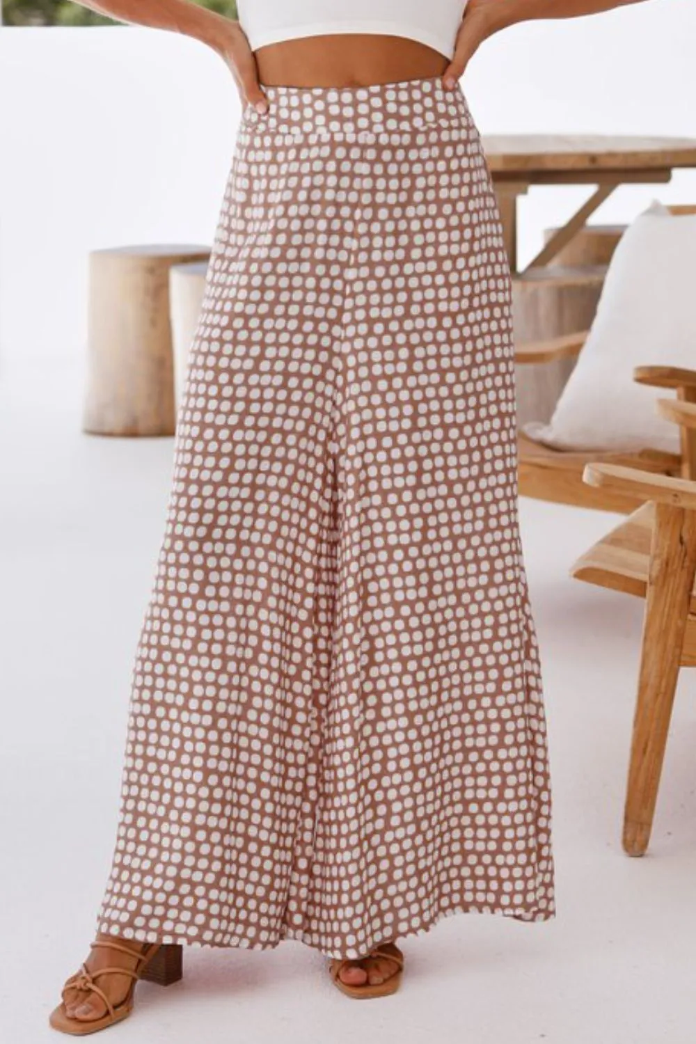 Polka Dot High Waist Wide Leg Pants with Pockets, image 7