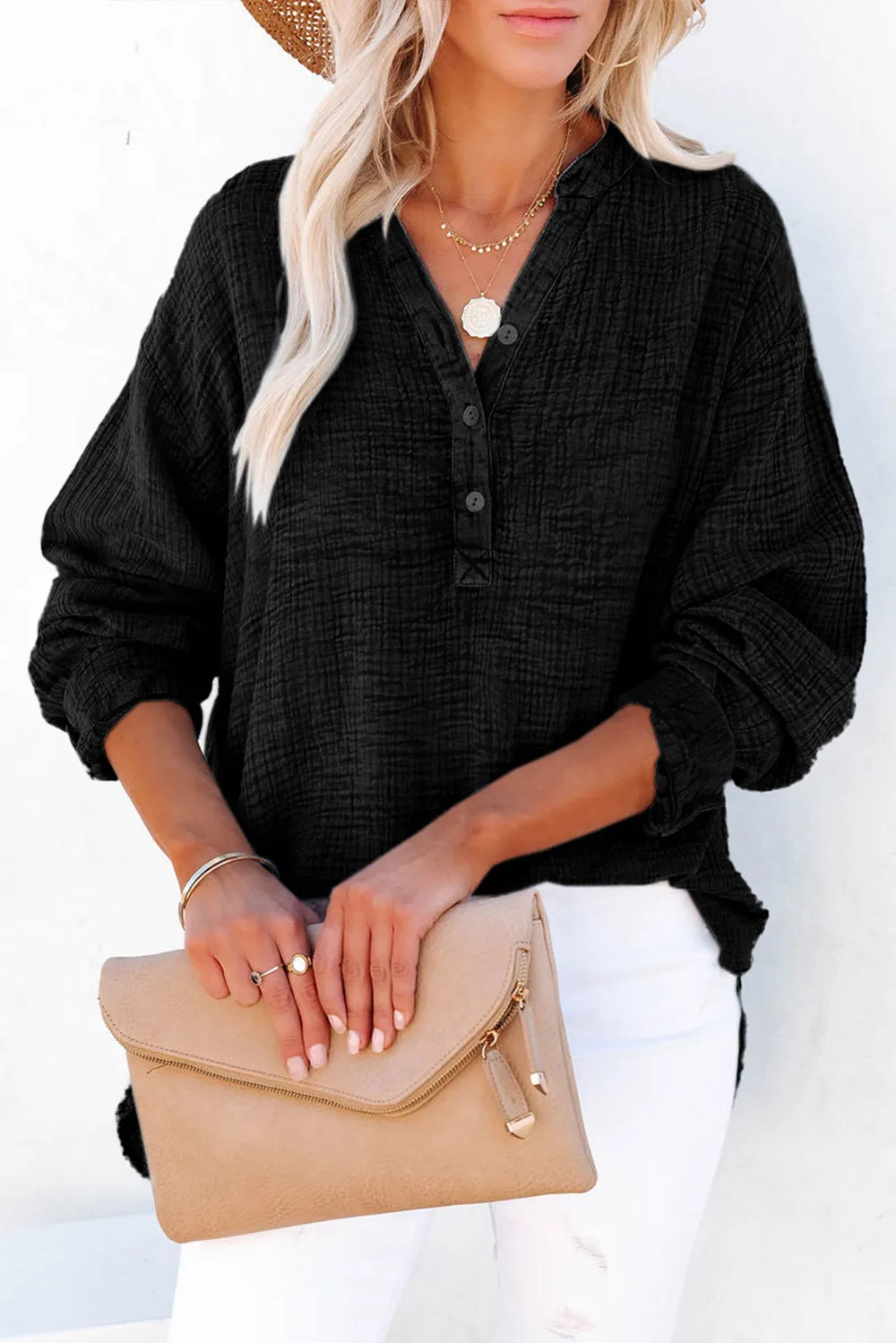 Buttoned Long Sleeve Blouse, image 8
