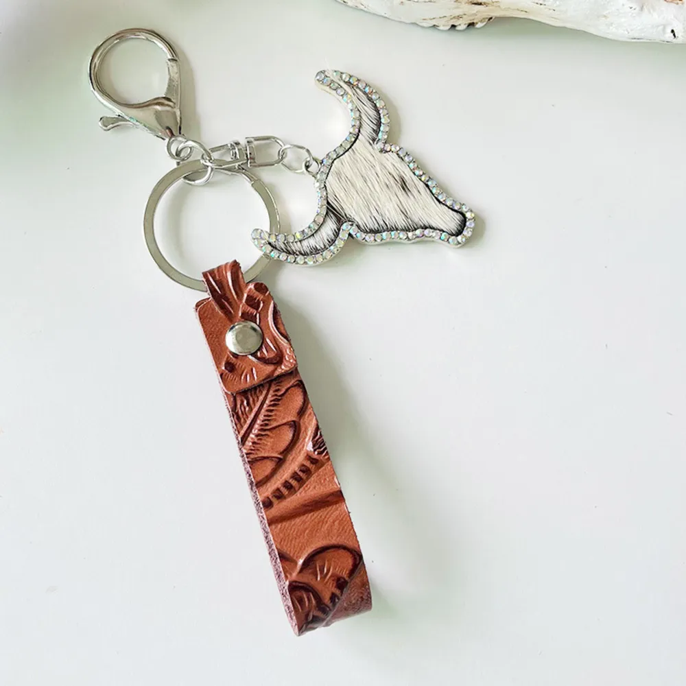 Rhinestone Bull Keychain, image 5