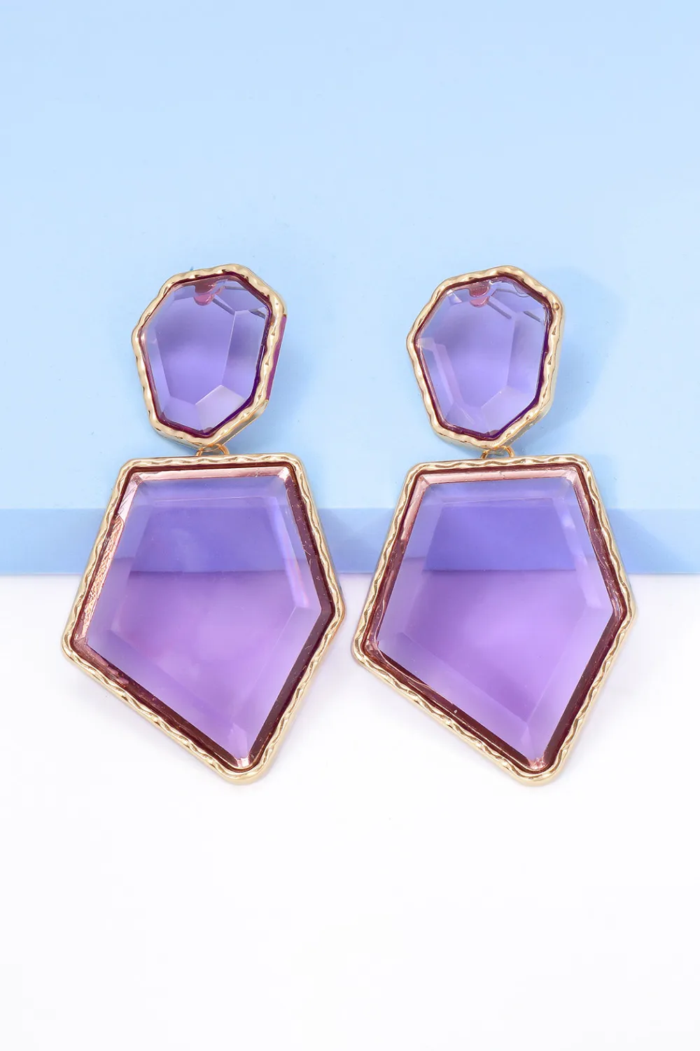 Geometrical Shape Zinc Alloy Frame Resin Dangle Earrings, image 28