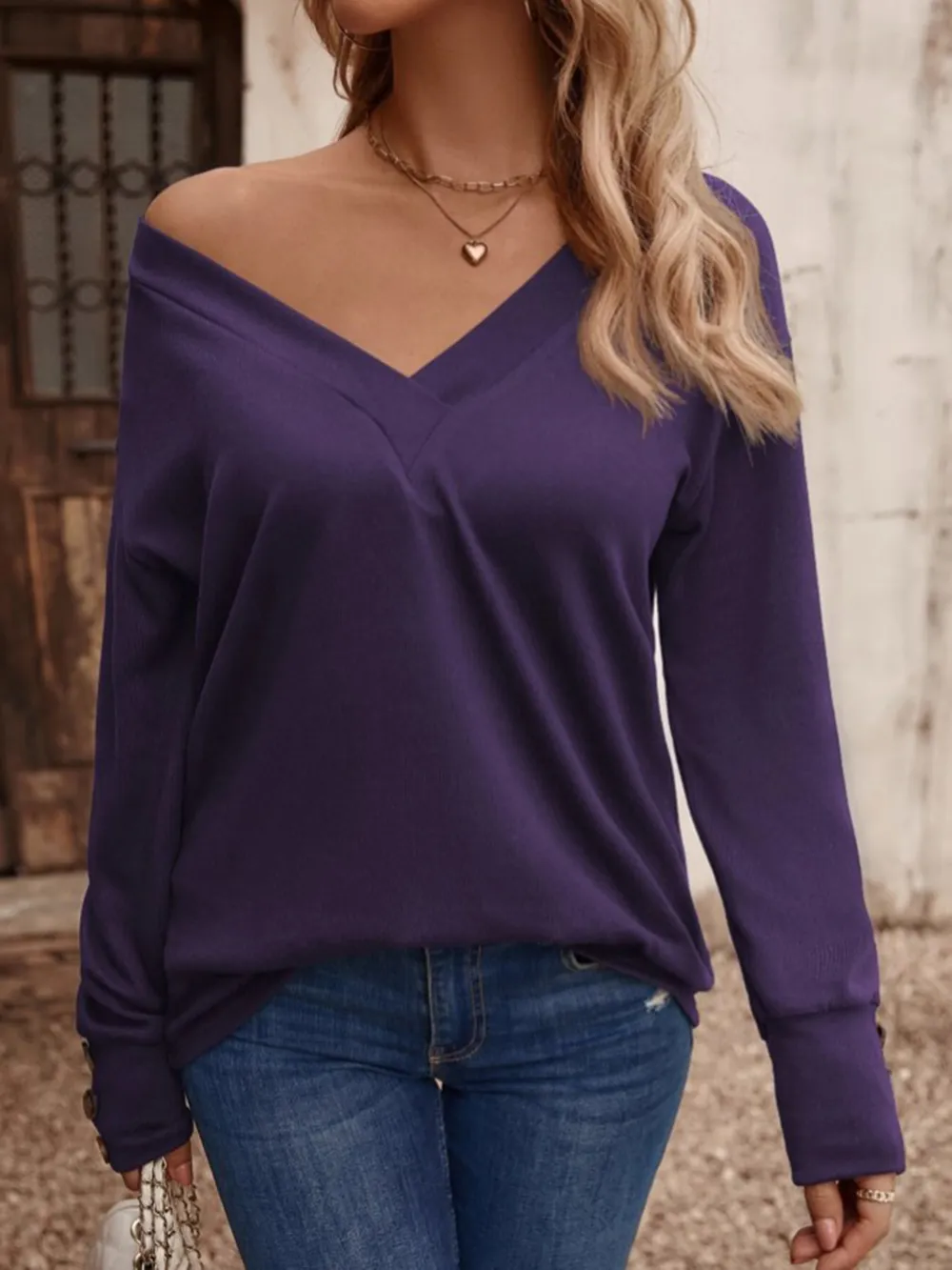 V-Neck Long Sleeve Top, image 9