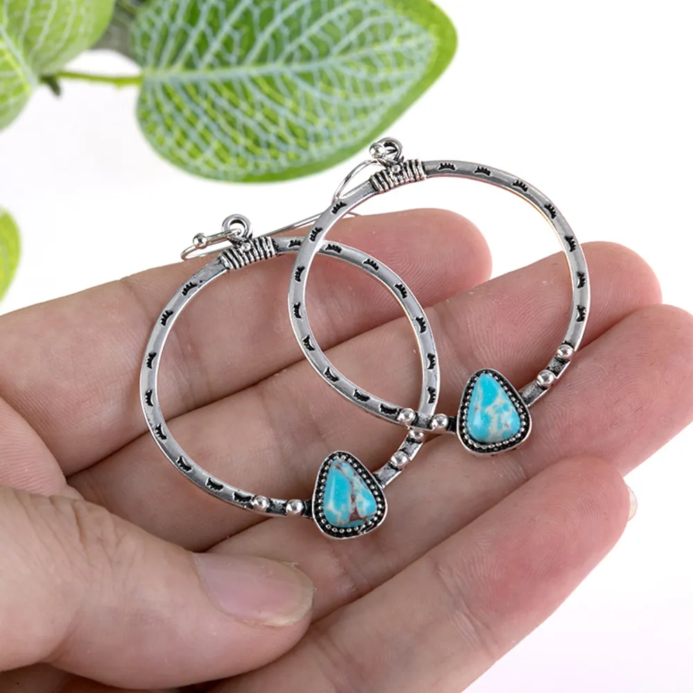 Artificial Turquoise Drop Earrings, image 2