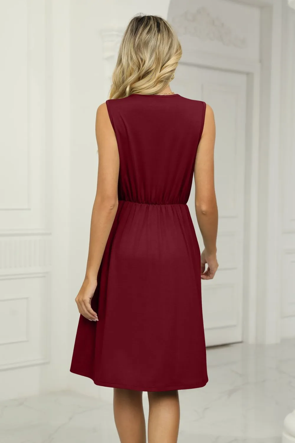 Contrast V-Neck Sleeveless Dress, image 12