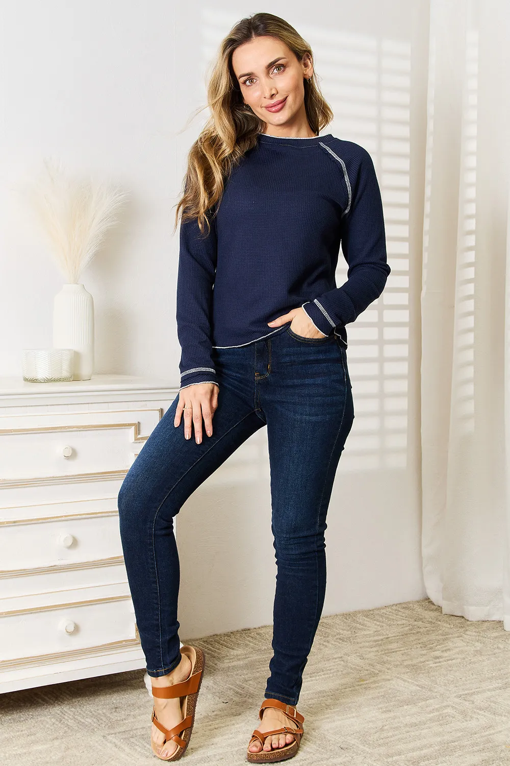 Long Raglan Sleeve Round Neck Top, image 5
