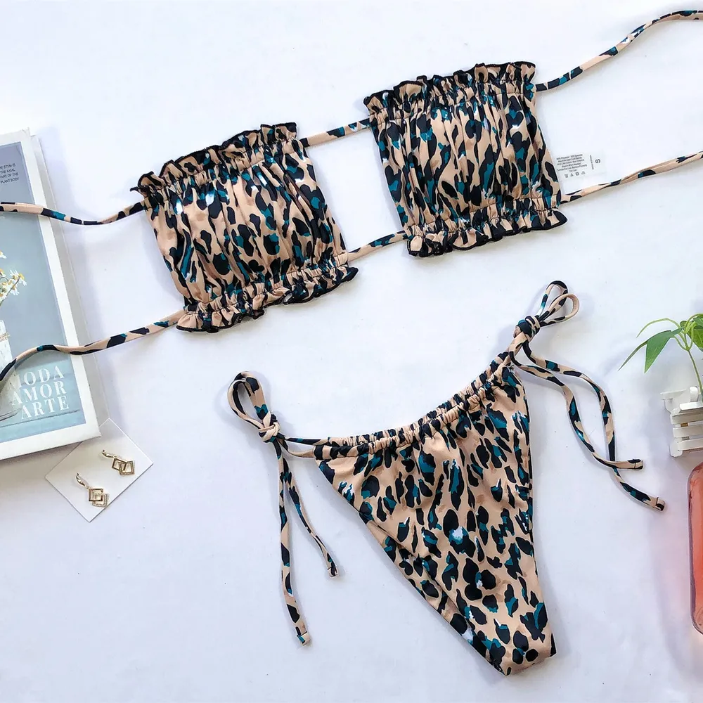 Frill Trim Ruched Bikini Set, image 12