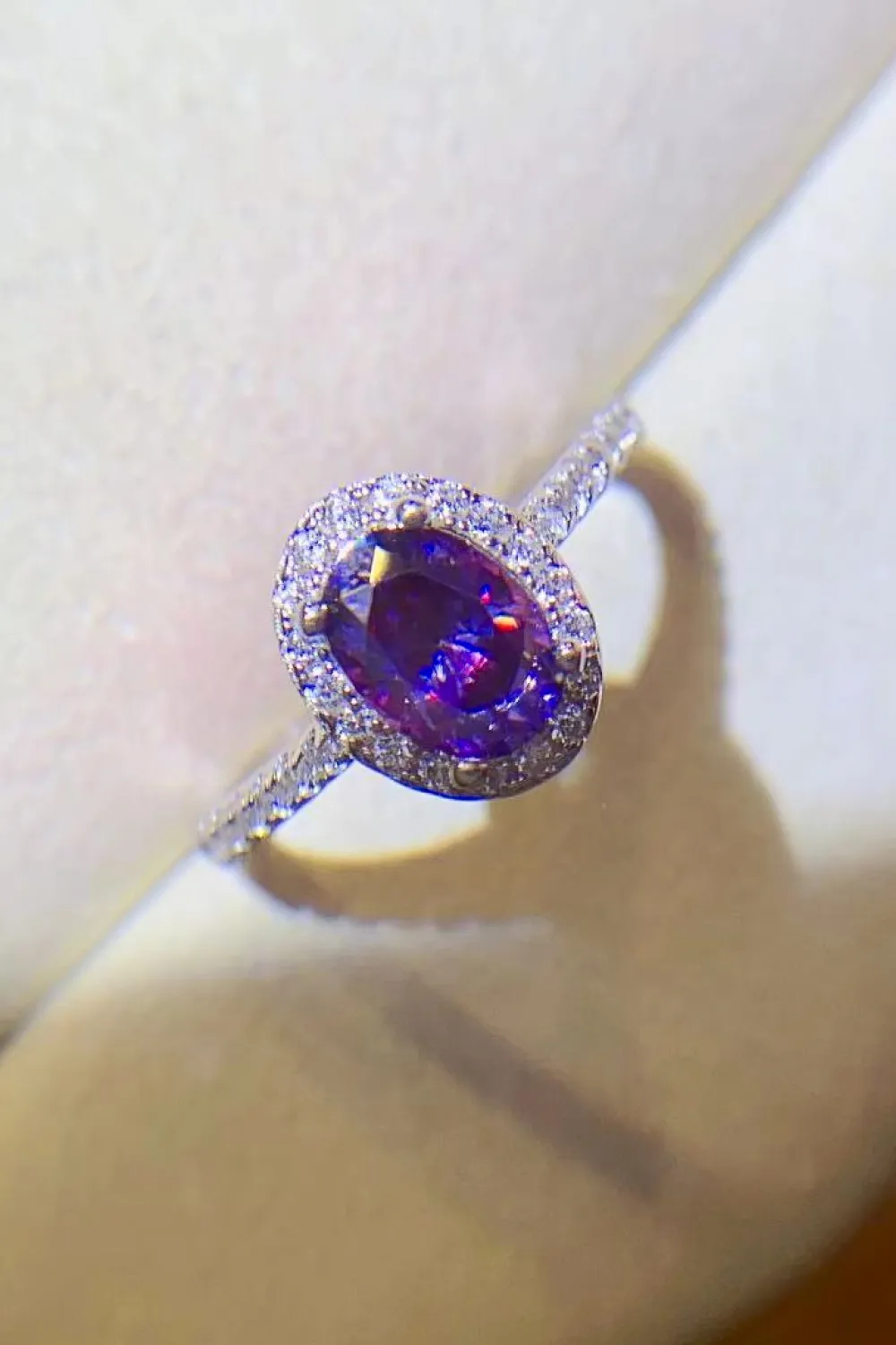 925 Sterling Silver 1 Carat Purple Moissanite Ring, image 5