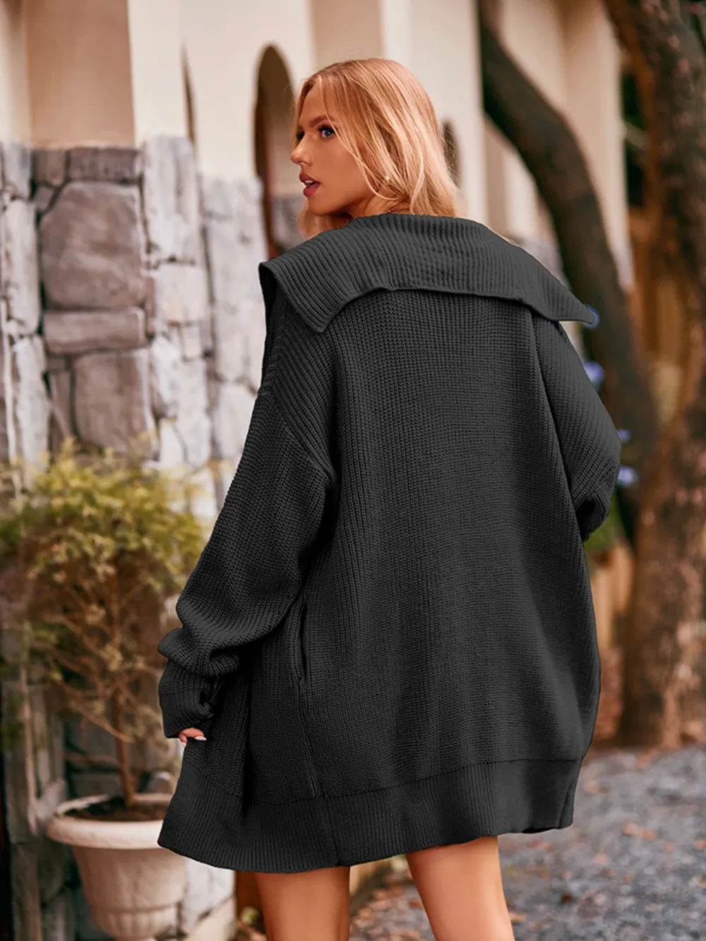 Dropped Shoulder Long Sleeve Cardigan, image 7