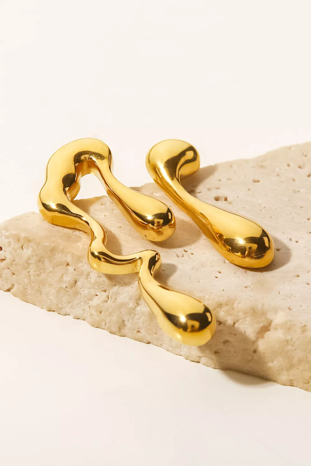 18K Gold Plated Geometric Mismatched Earrings, image 4