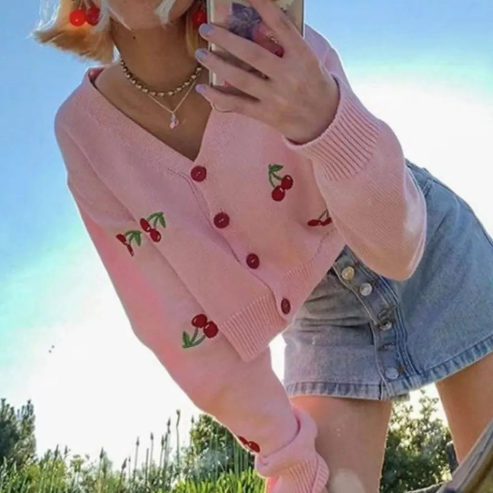 Cherry Button Down Cardigan, image 3