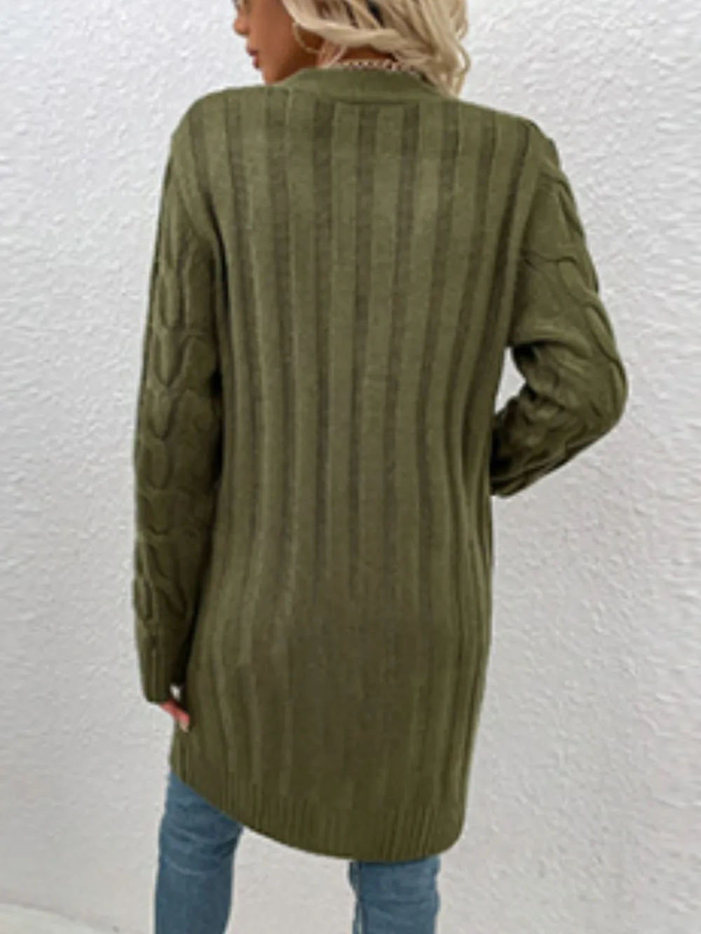 Cable-Knit Button Down Cardigan with Pockets, image 24