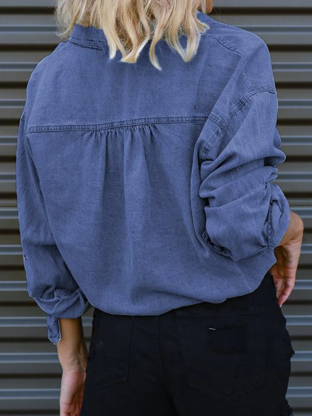 Tie Detail Denim Top, image 4