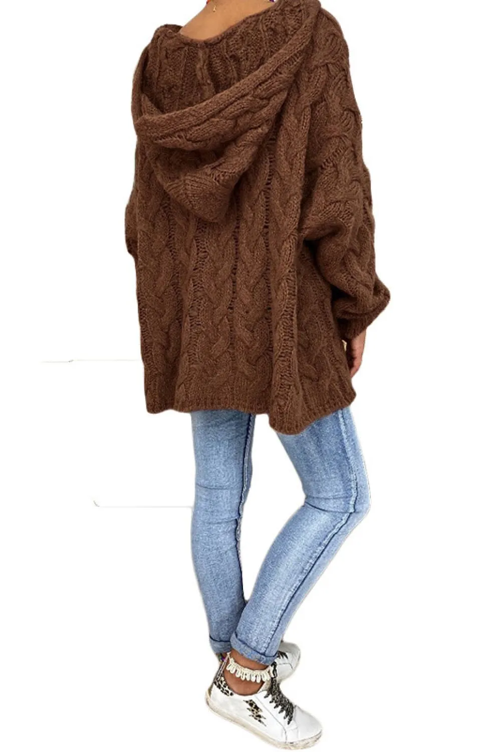 Cable-Knit Hooded Sweater, image 3