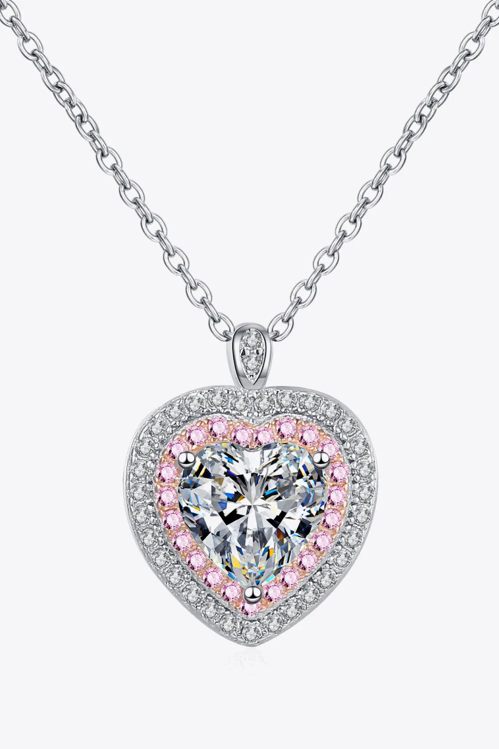 925 Sterling Silver 1 Carat Moissanite Heart Pendant Necklace, image 5