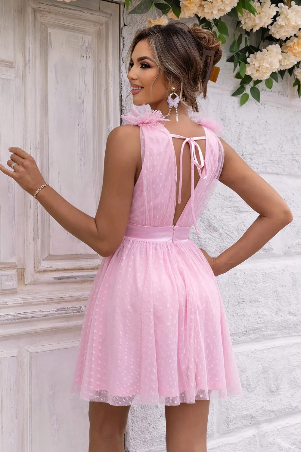 Open Back Sleeveless Mesh Dress, image 6