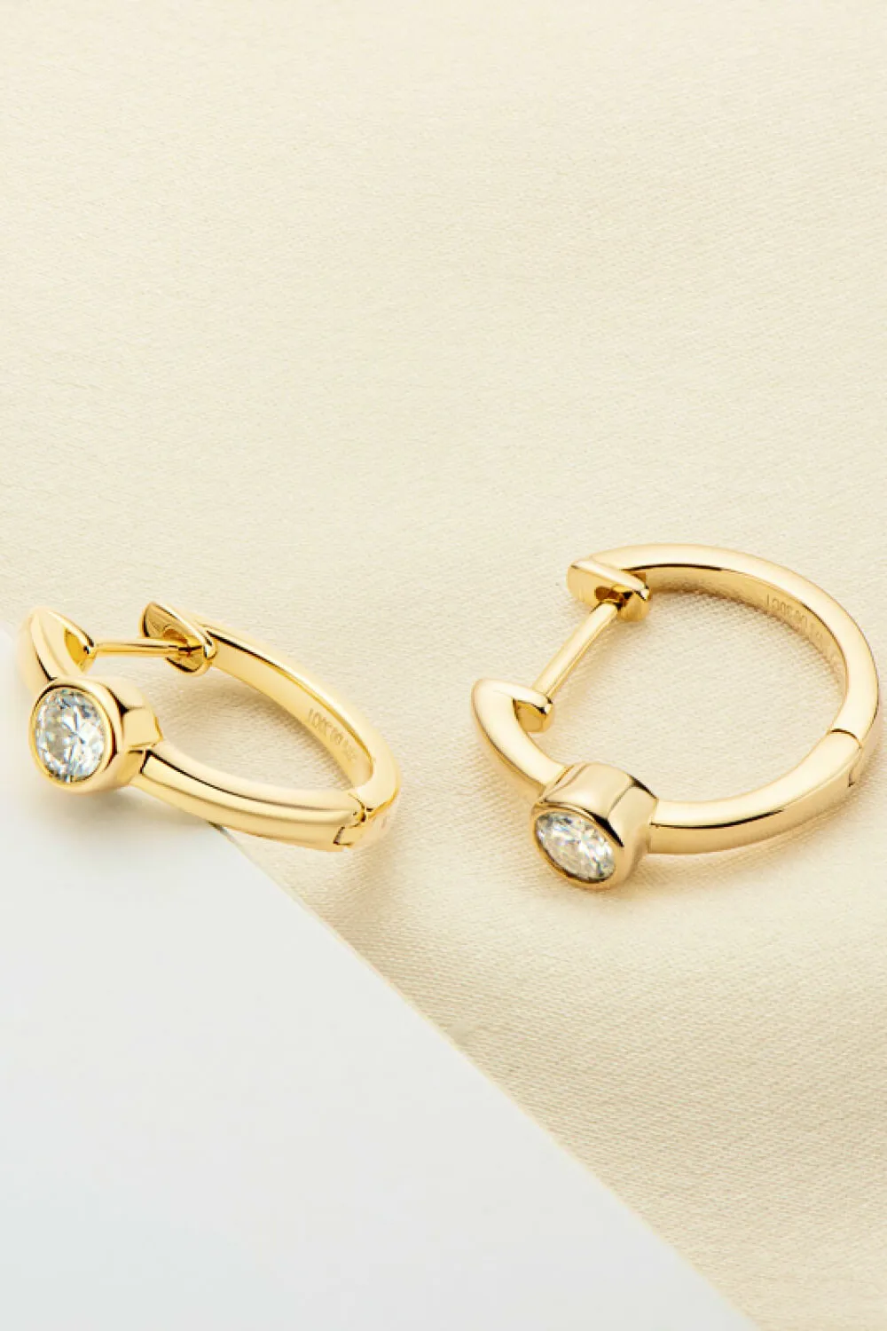 18k Gold-Plated Inlaid Moissanite Huggie Earrings, image 2