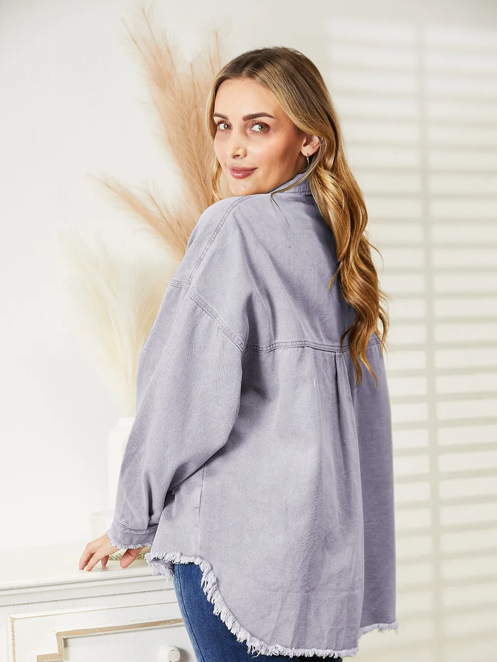 Distressed Raw Hem Denim Jacket, image 11
