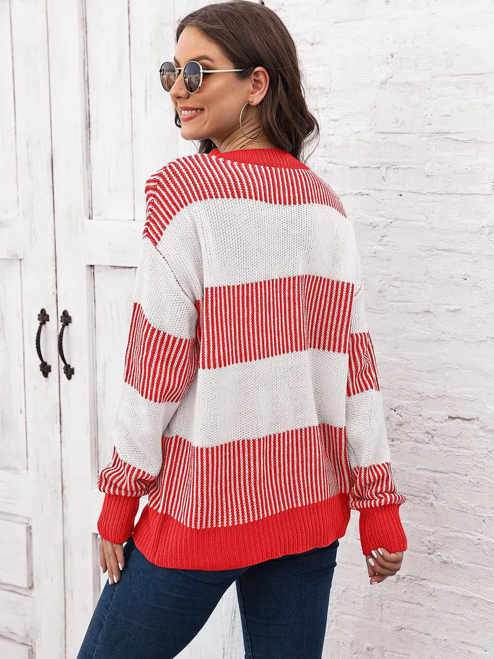 Full Size Round Neck Drop Shoulder Sweater, image 5