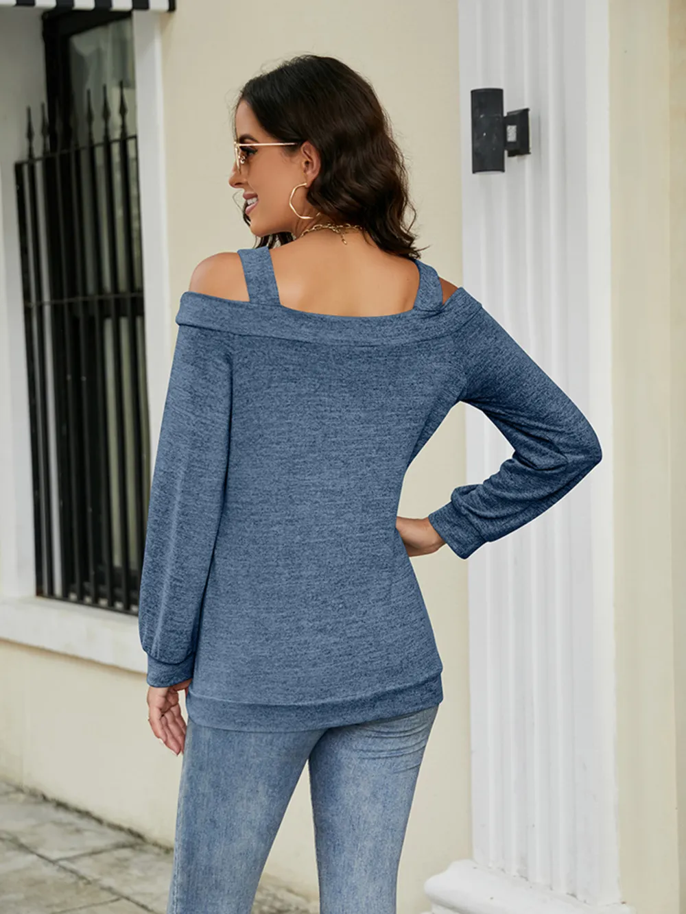 Cold Shoulder Cutout Square Neck Blouse, image 4