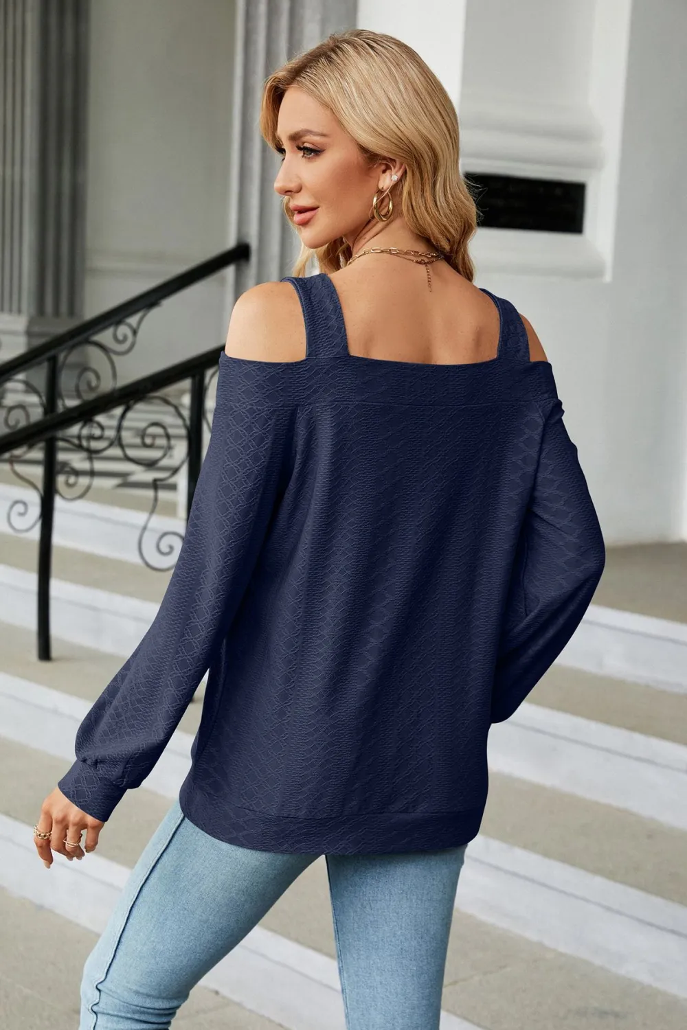 Cold Shoulder Square Neck Cutout Blouse, image 7