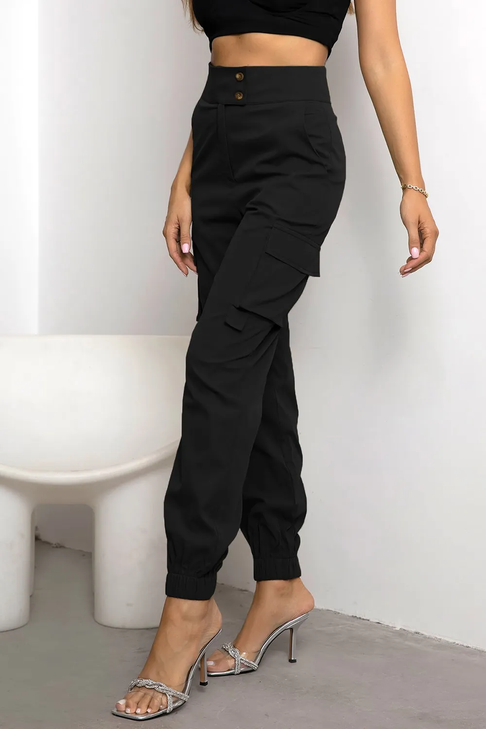 High Waist Cargo Pants, image 4