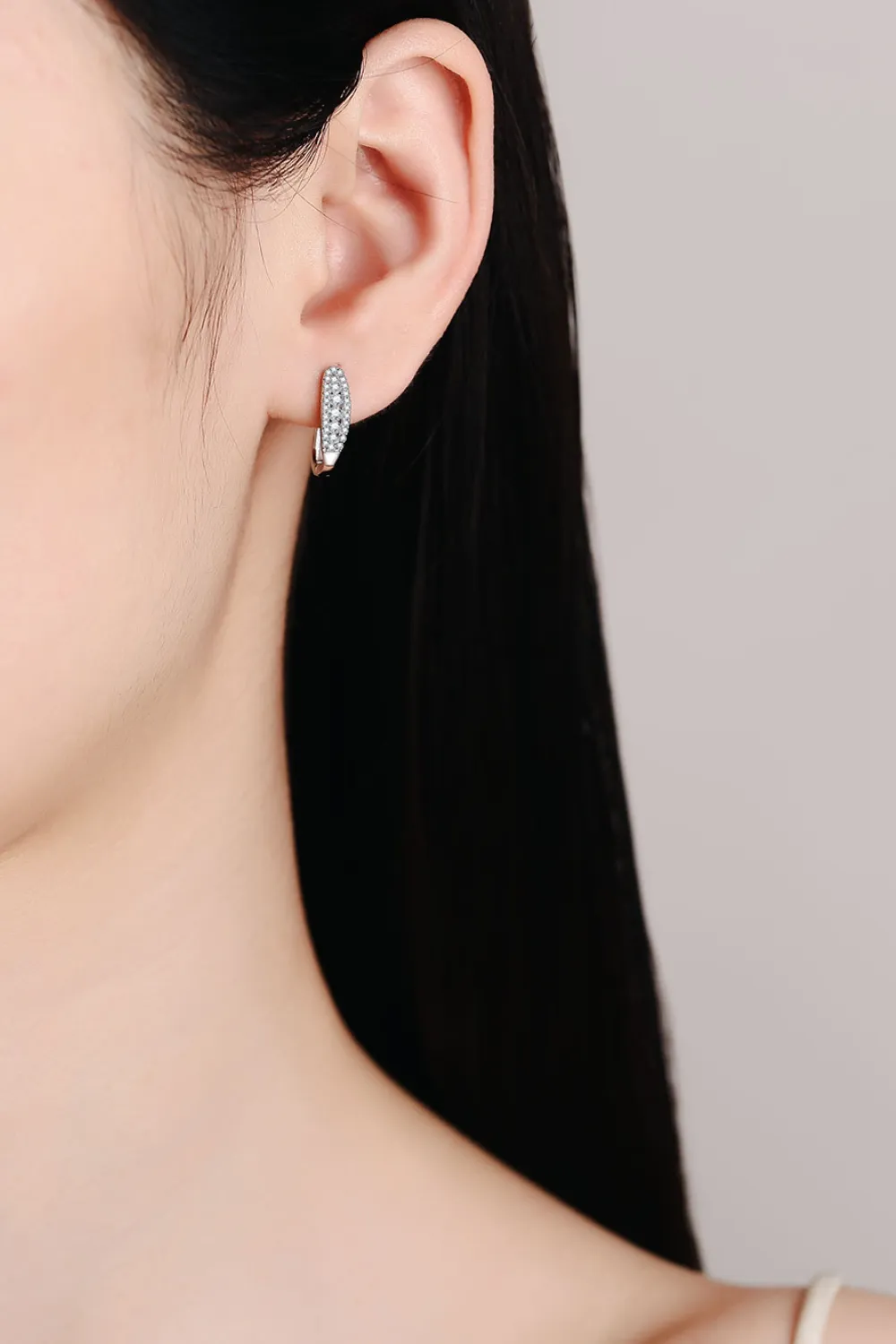 Moissanite Rhodium-Plated Earrings, image 5