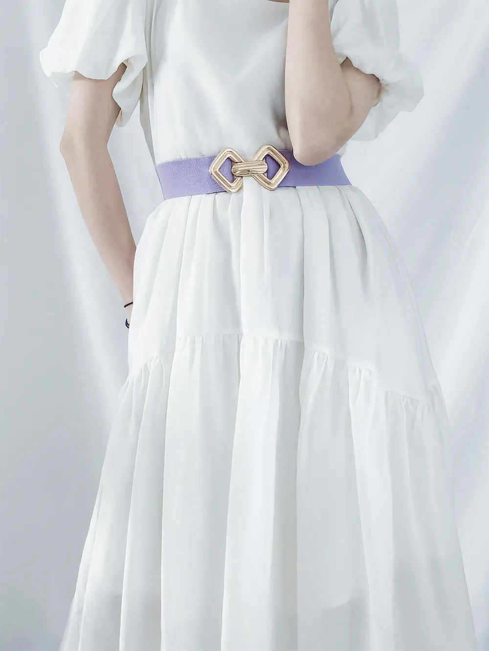 Geometric Buckle Elastic Wide Belt, image 16