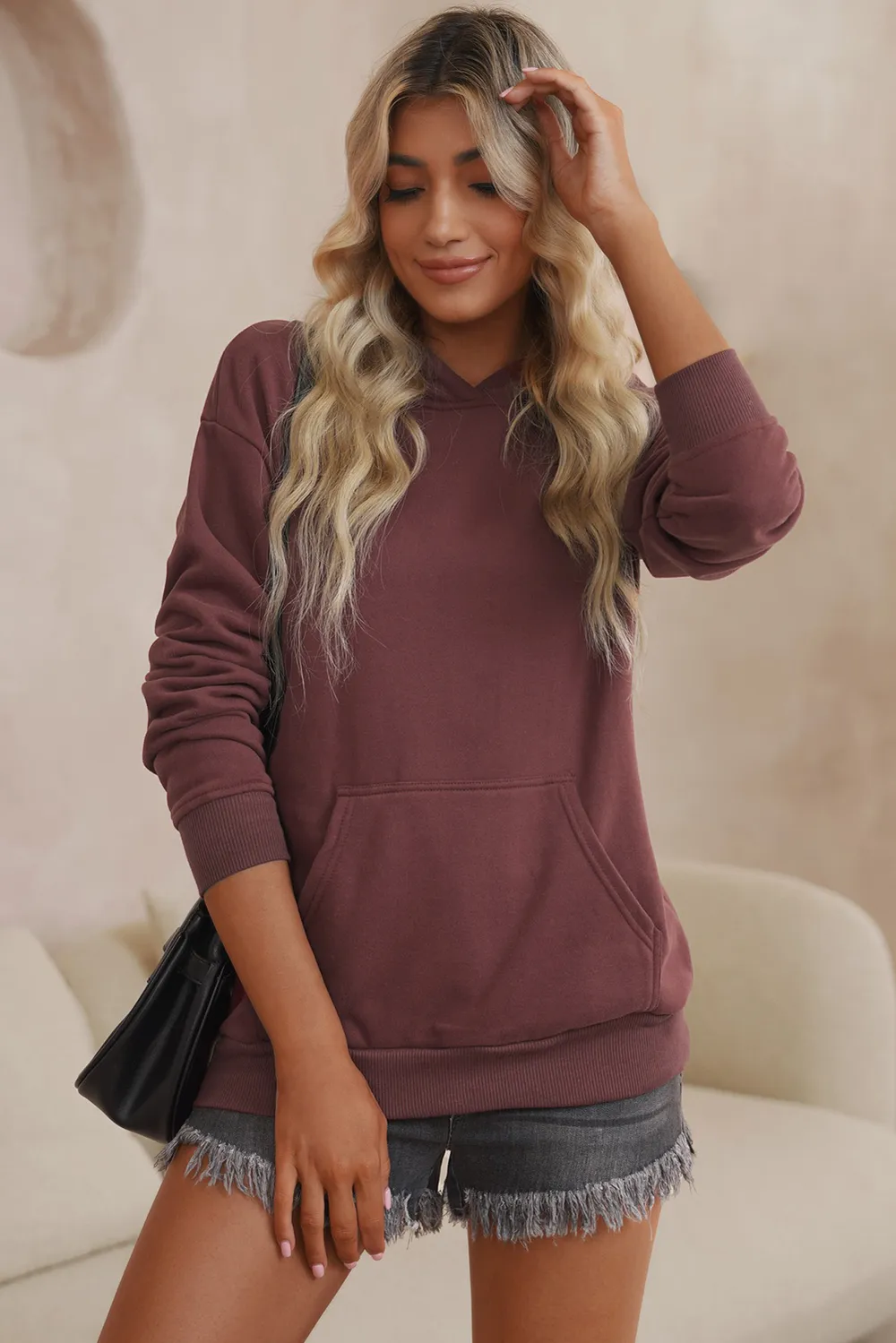 Dropped Shoulder Kangaroo Pocket Hoodie, image 14