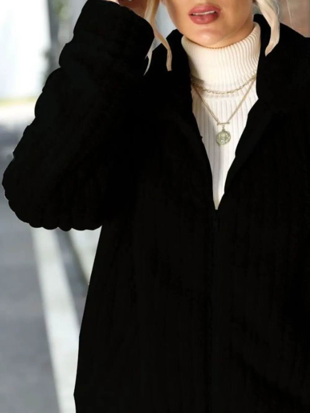 Zip-Up Collared Ribbed Jacket, image 8