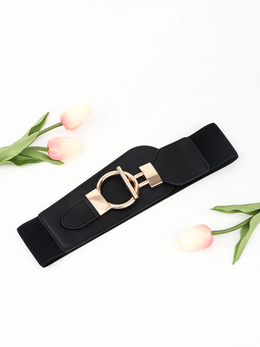PU Elastic Wide Belt with Alloy Buckle, image 13