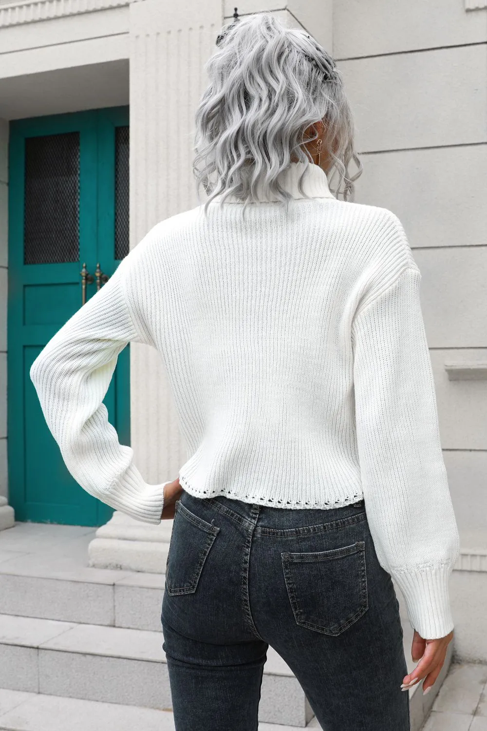 Turtleneck Dropped Shoulder Sweater, image 3