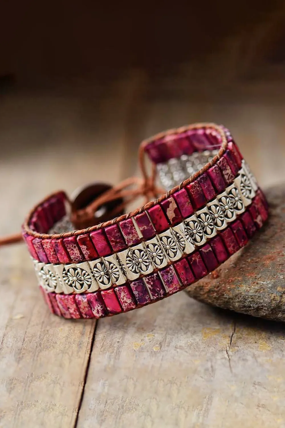 Handmade Triple Layer Natural Stone Bracelet, image 6