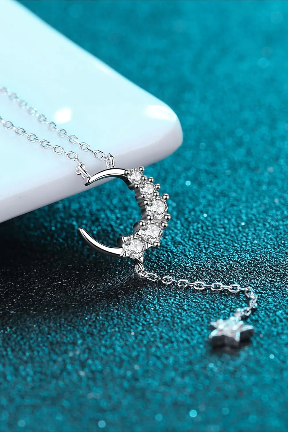 Star & Moon Moissanite Necklace, image 3