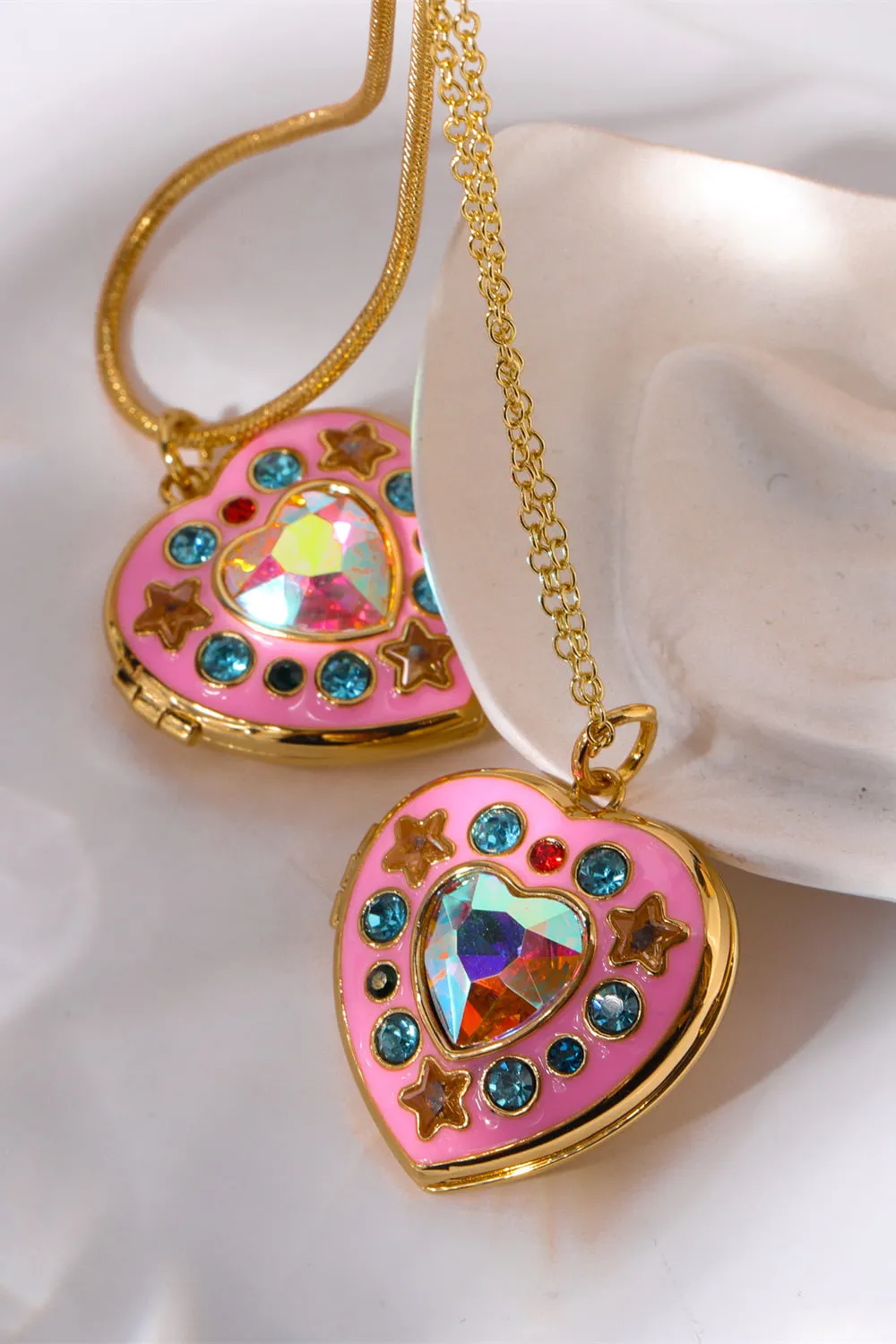 Rhinestone Decor Heart Box Pendant Necklace, image 7