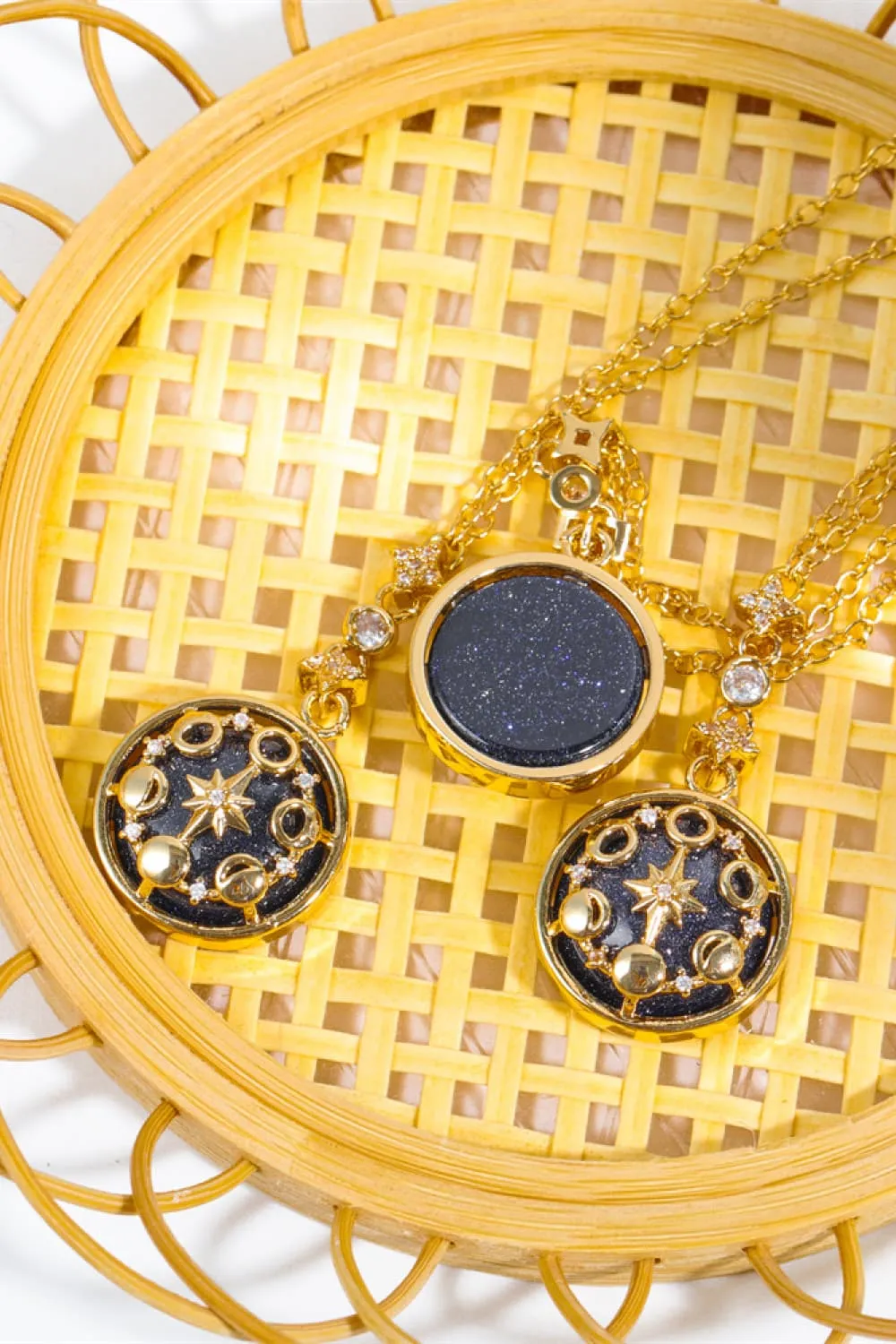 Vintage Blue Sandstone Pendant Copper Necklace, image 4