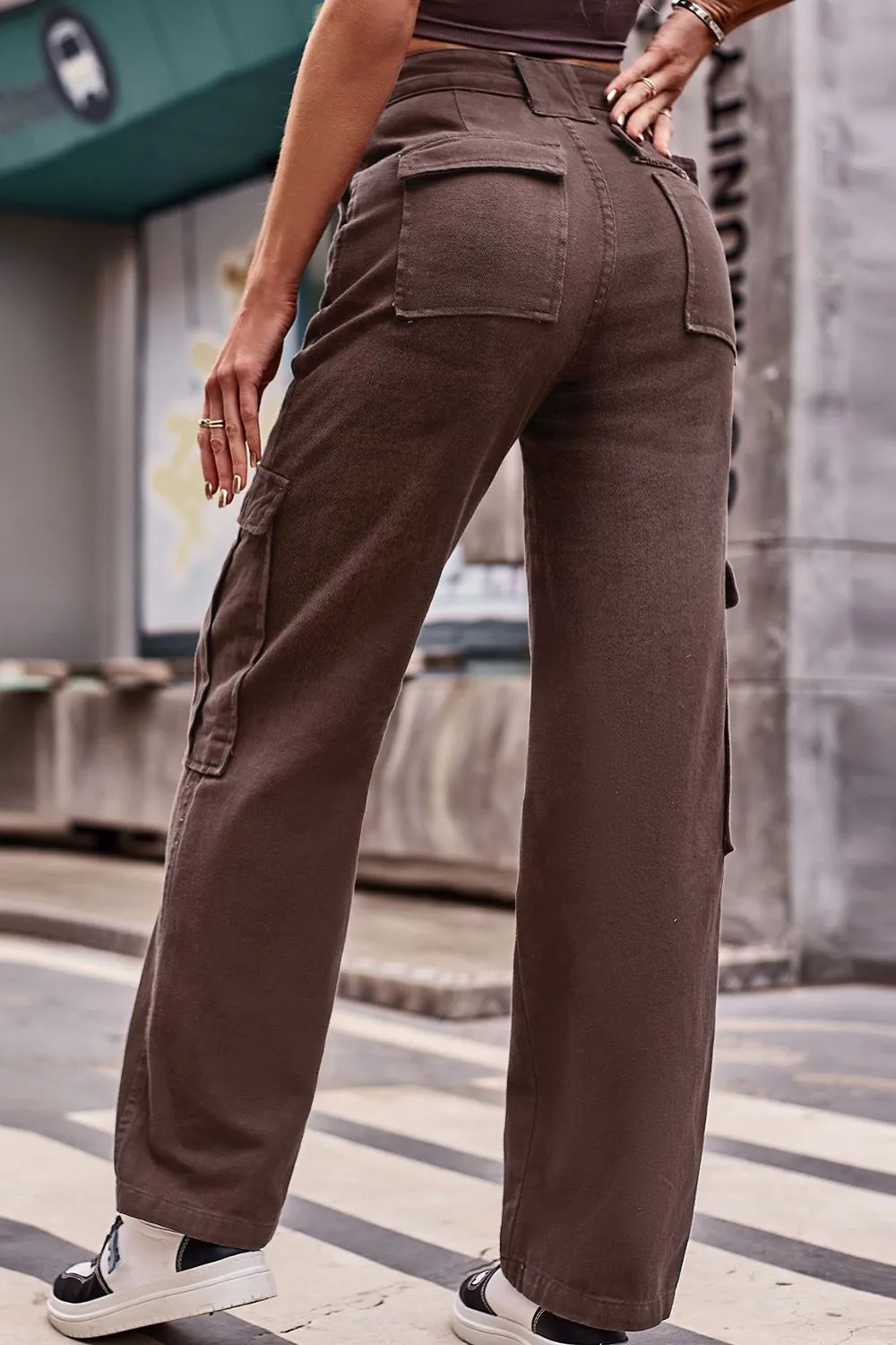 Buttoned High Waist Loose Fit Jeans, image 5