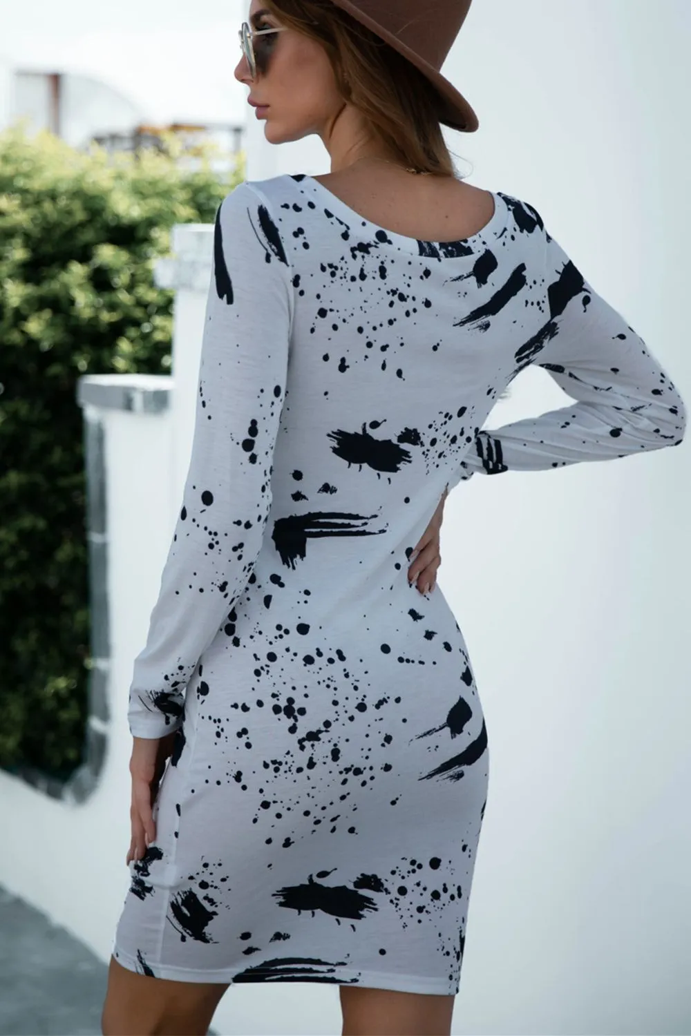 Printed Boat Neck Long Sleeve Dress, image 7