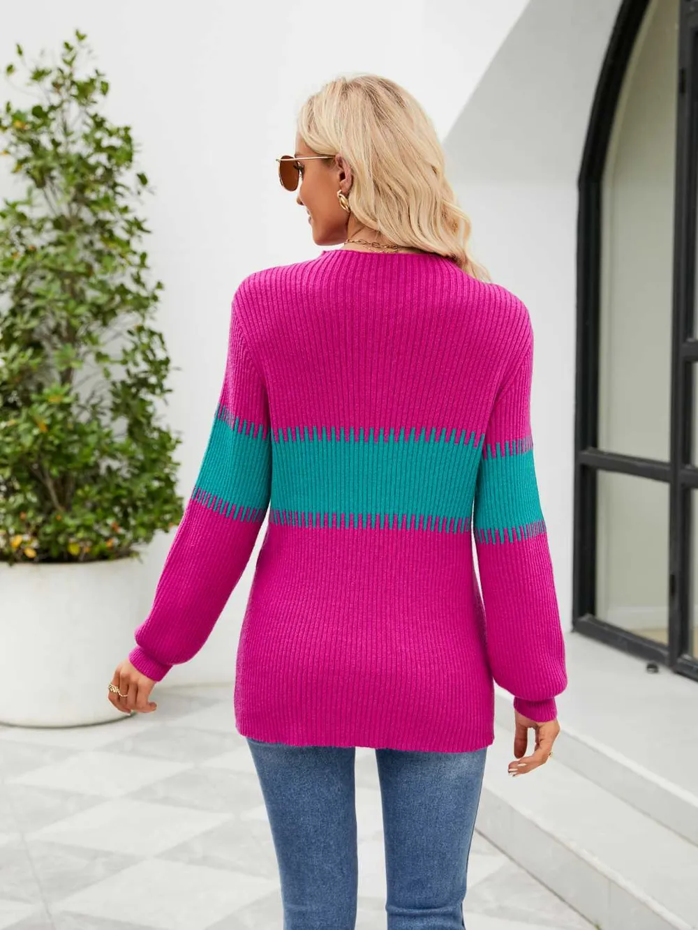 Contrast Round Neck Sweater, image 3