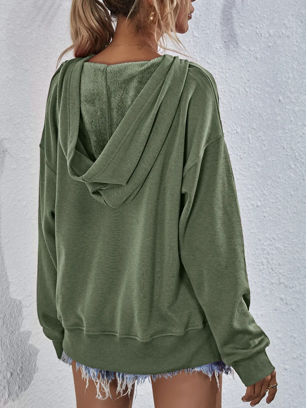 Dropped Shoulder Slit Hoodie, image 27