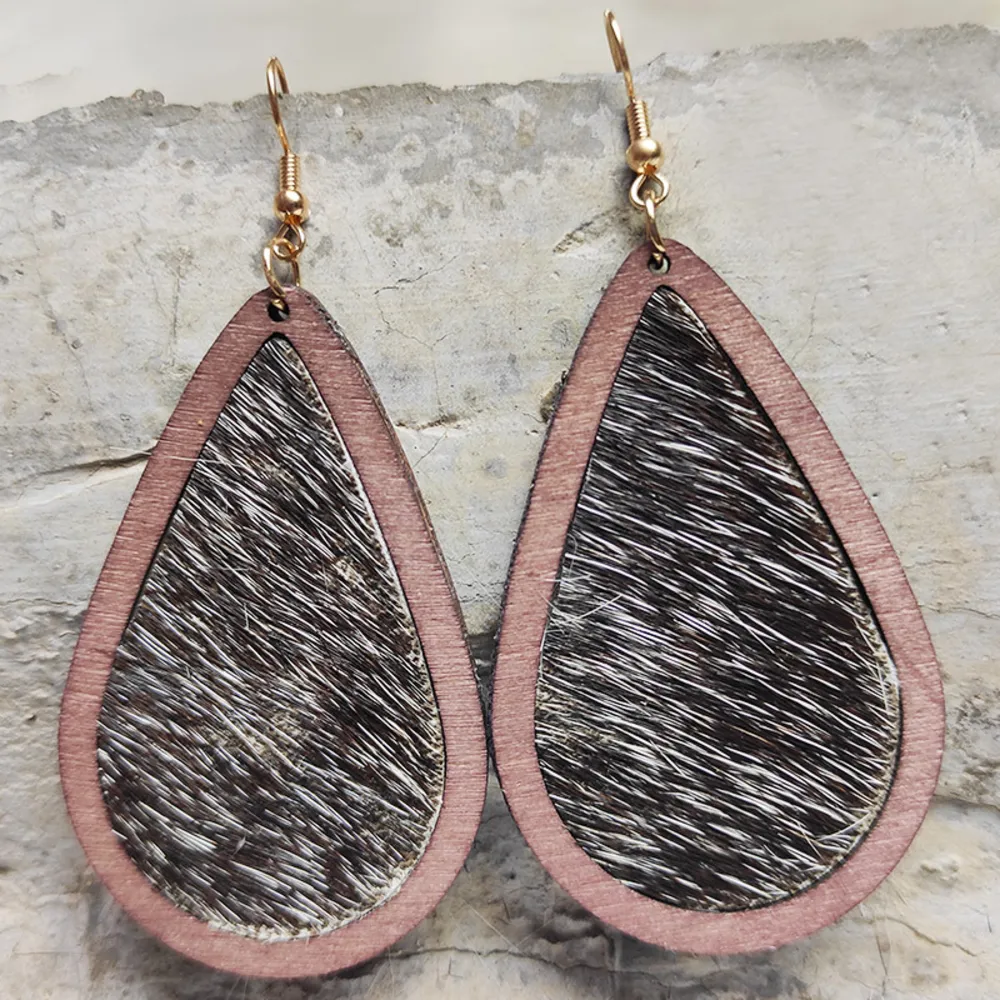 Teardrop Shape Wooden Dangle Earrings, image 11