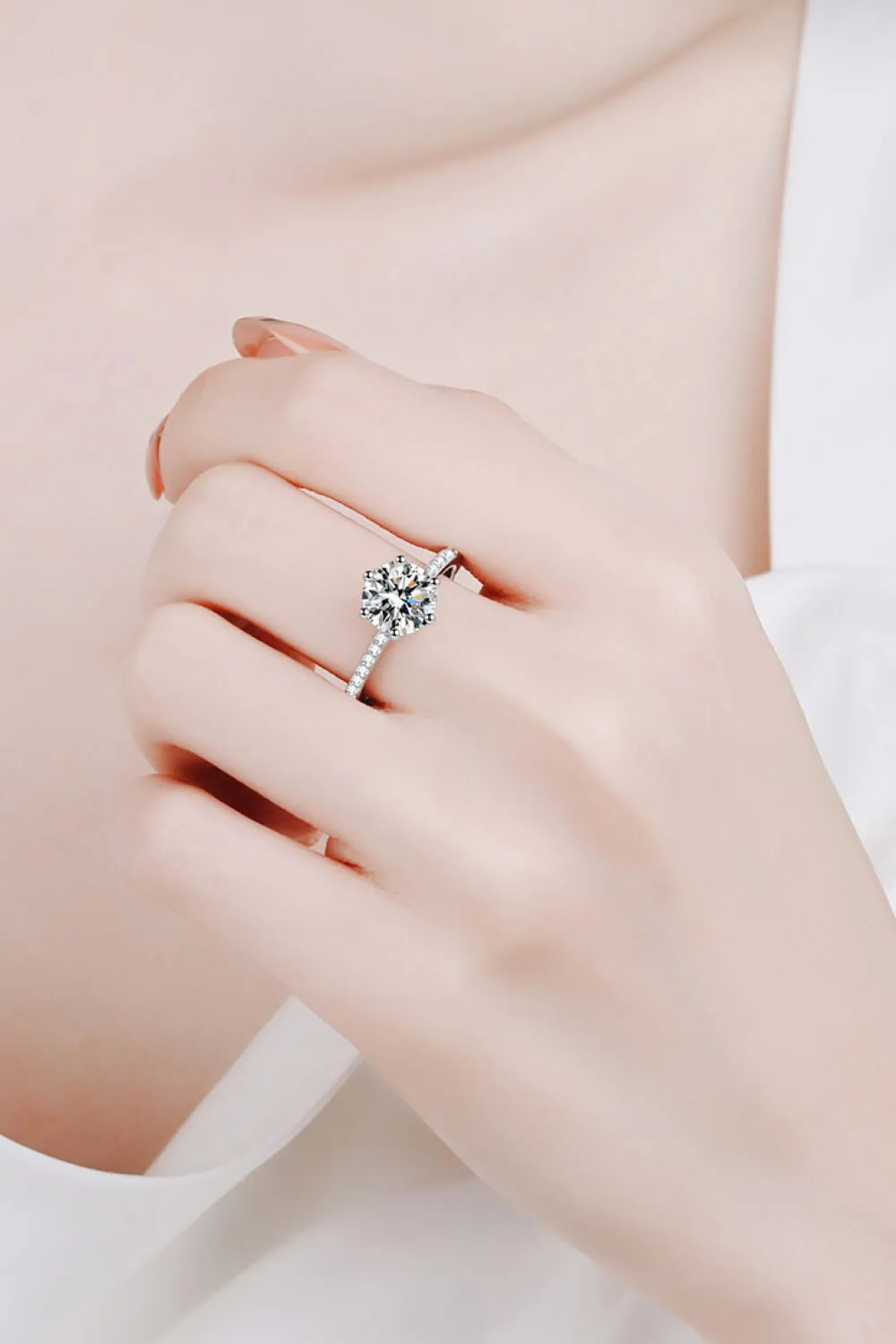 925 Sterling Silver 2 Carat Moissanite Ring, image 5